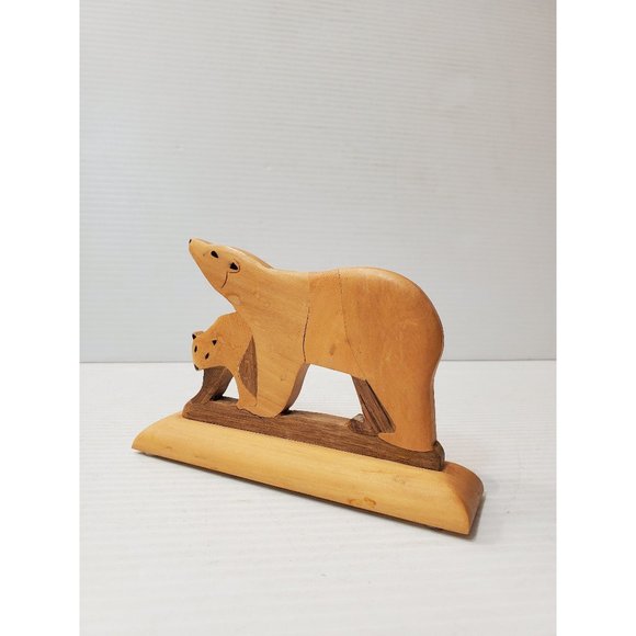 Wooden Toy bear- Carved Wooden bear - Wooden bear Figurine - Wild Animal… - Picture 1 of 10